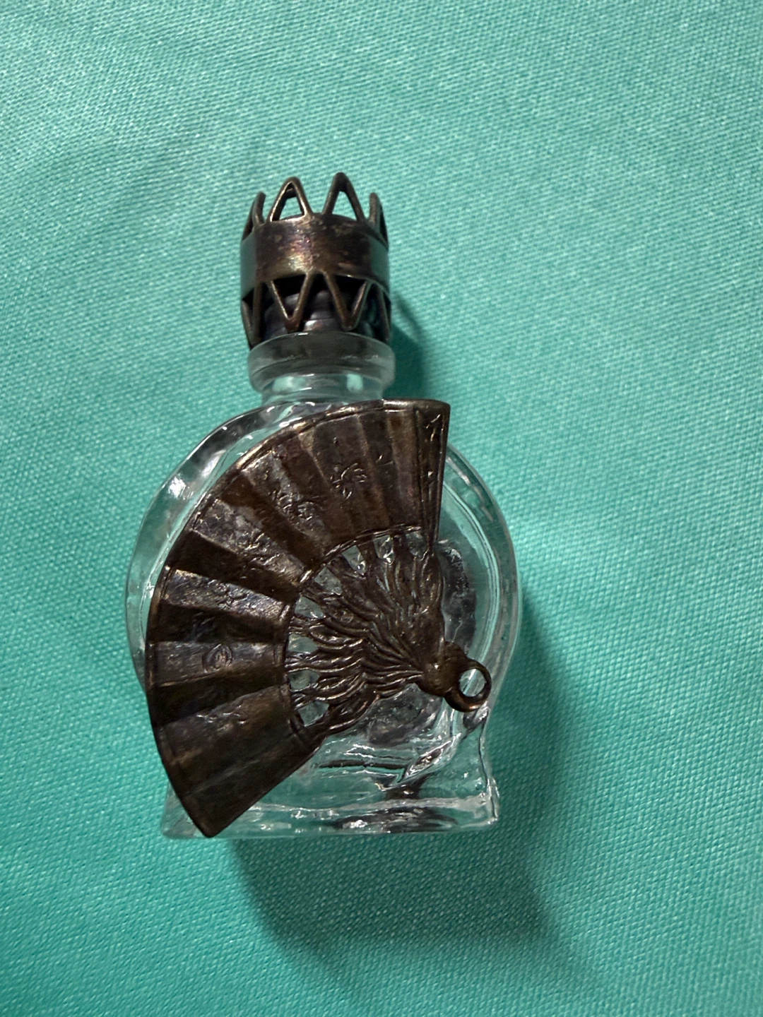 Mini glass holy water /Perfume Bottle with Fan Detail