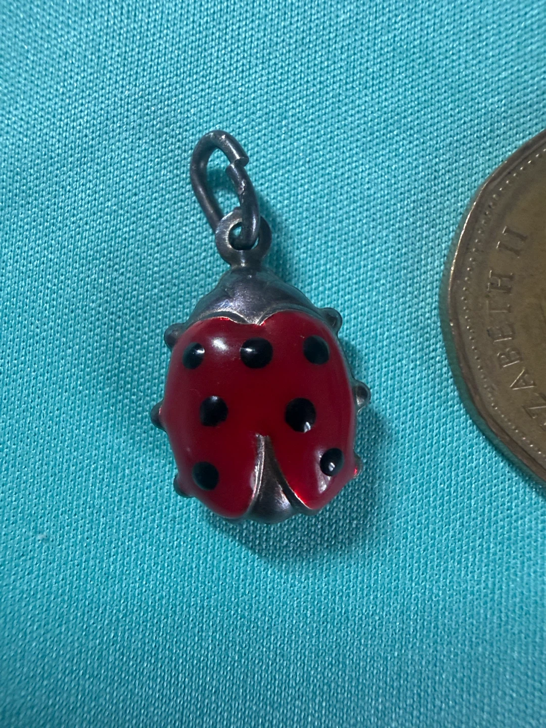 Vintage double hallmarked sterling silver Ladybug Charm Pendant - photo 2