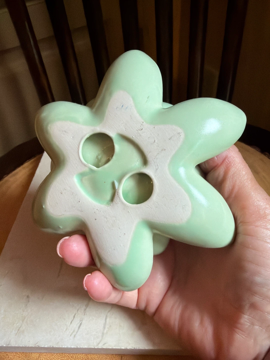 Light Green Lotus Flower Ceramic Tea Light Holder - photo 3