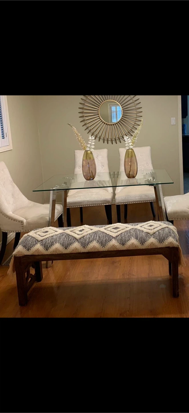 Decorative Bench with Geometric Pattern