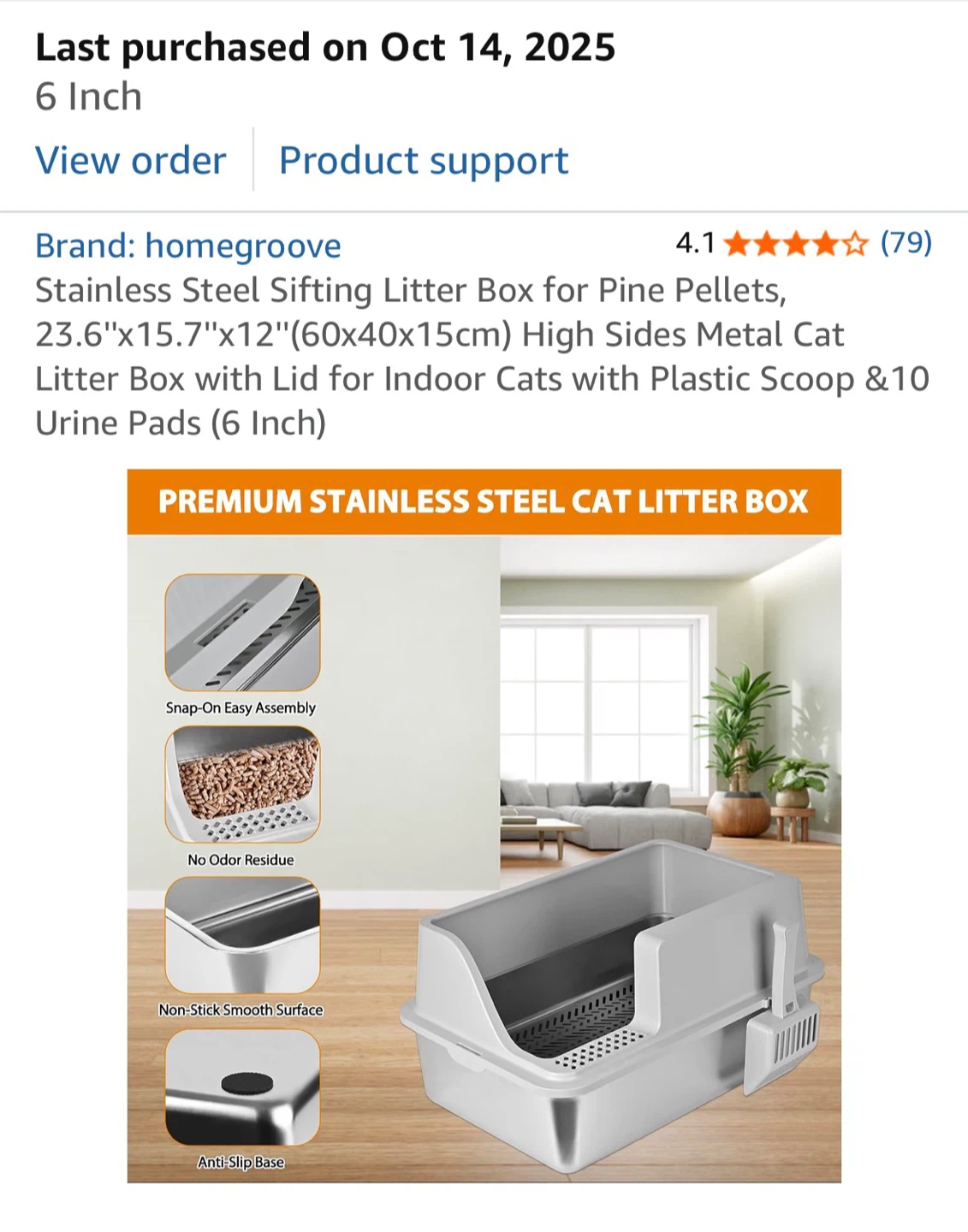 Homegroove Stainless Steel Sifting Cat Litter Box