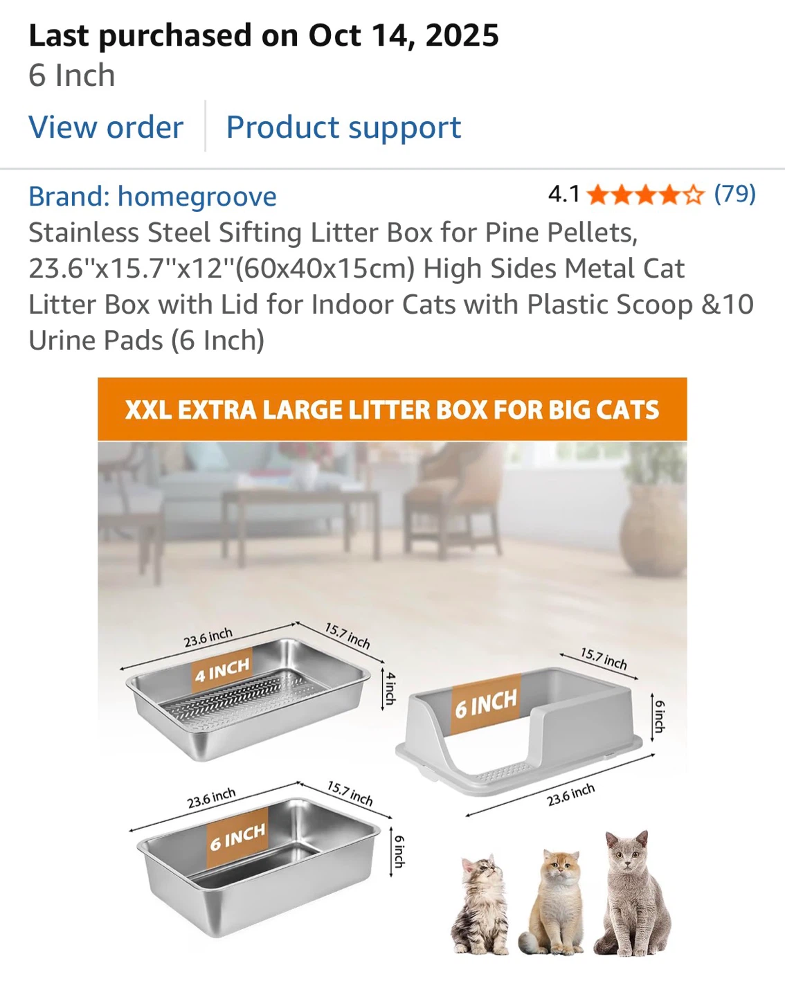 Homegroove Stainless Steel Sifting Cat Litter Box - photo 2