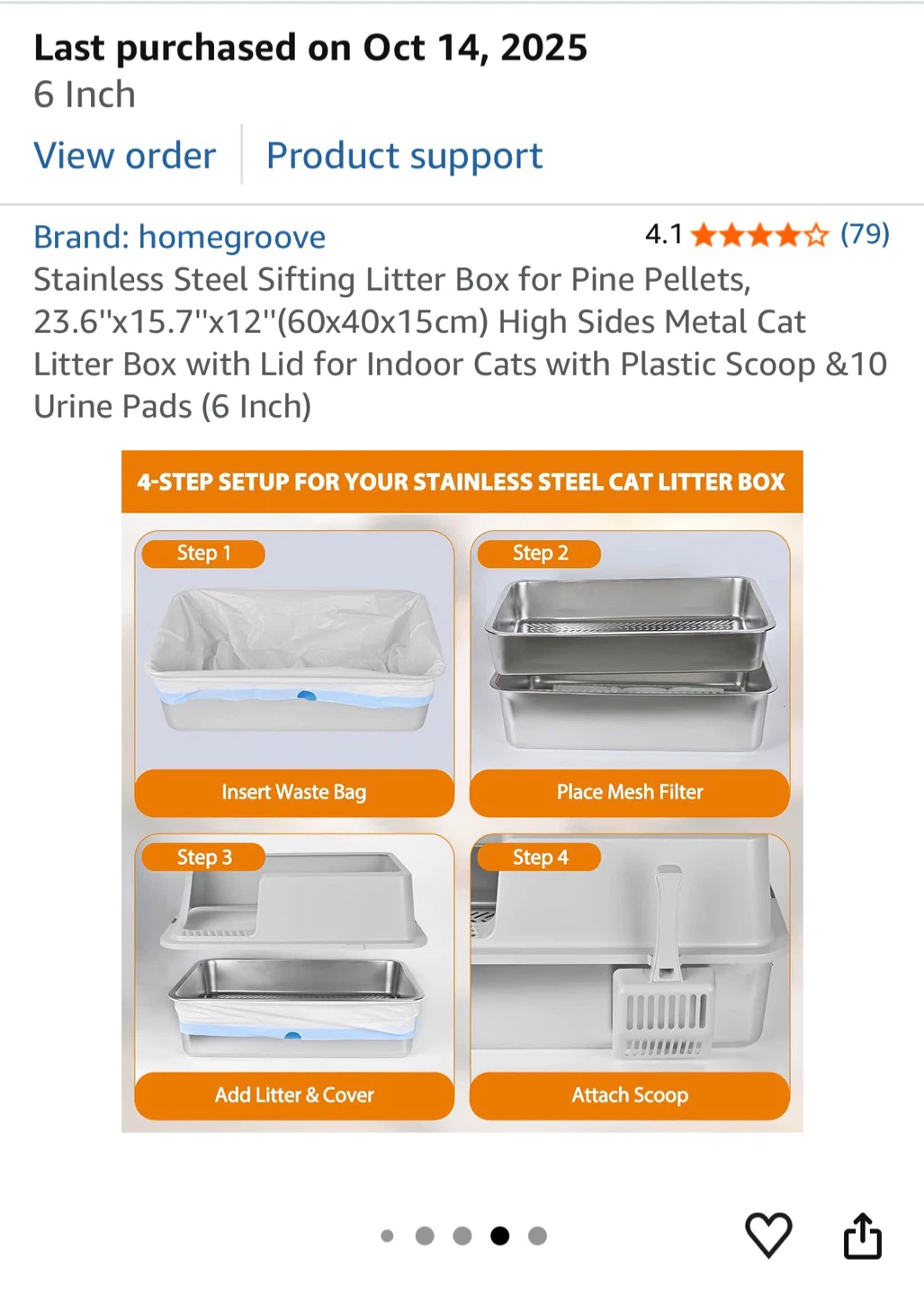 Homegroove Stainless Steel Sifting Cat Litter Box - photo 4