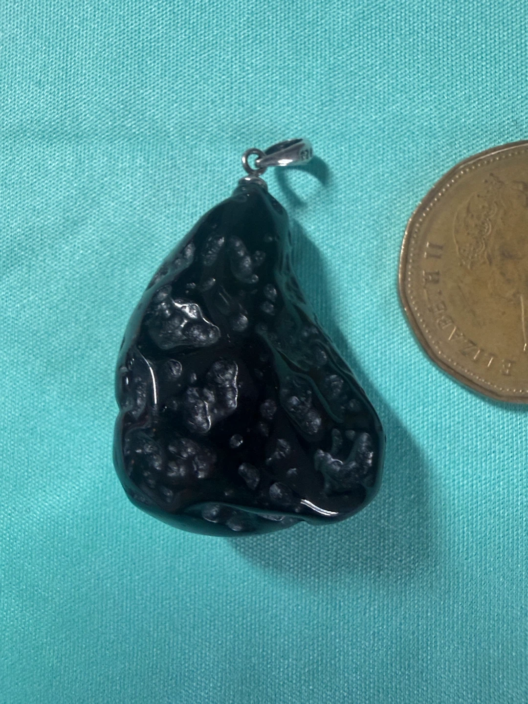 Large Handmade natural Tektite pendant with 925 bail