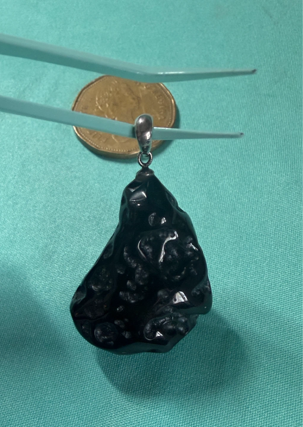 Large Handmade natural Tektite pendant with 925 bail - photo 2