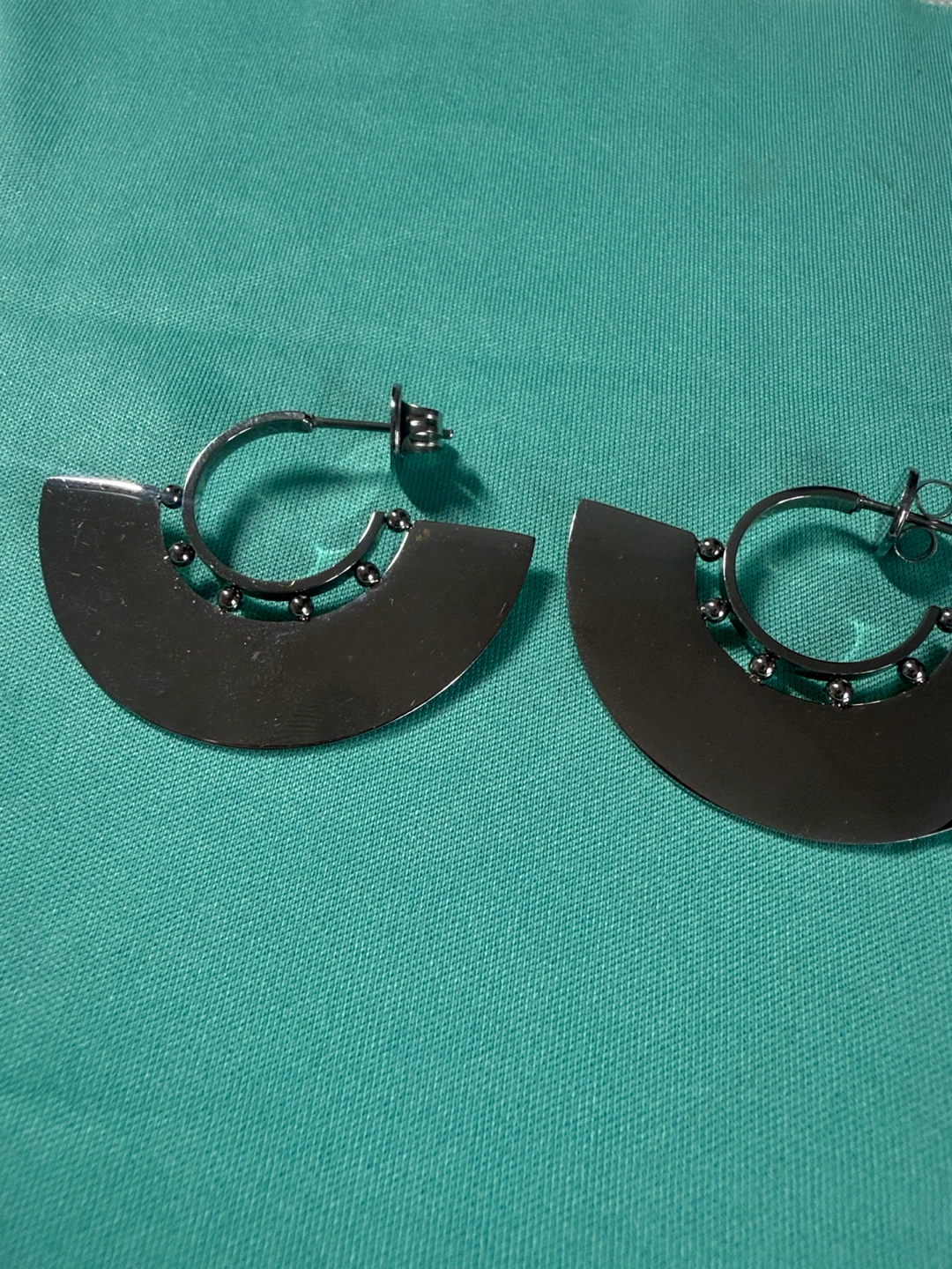 surgical steel Silver Tone Hoop Earrings - photo 2