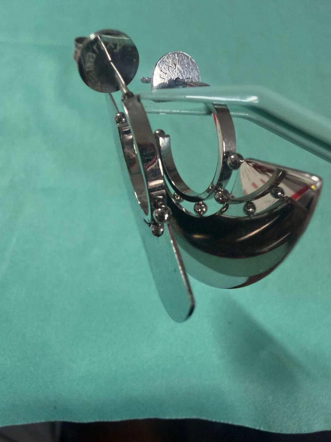 surgical steel Silver Tone Hoop Earrings - photo 3