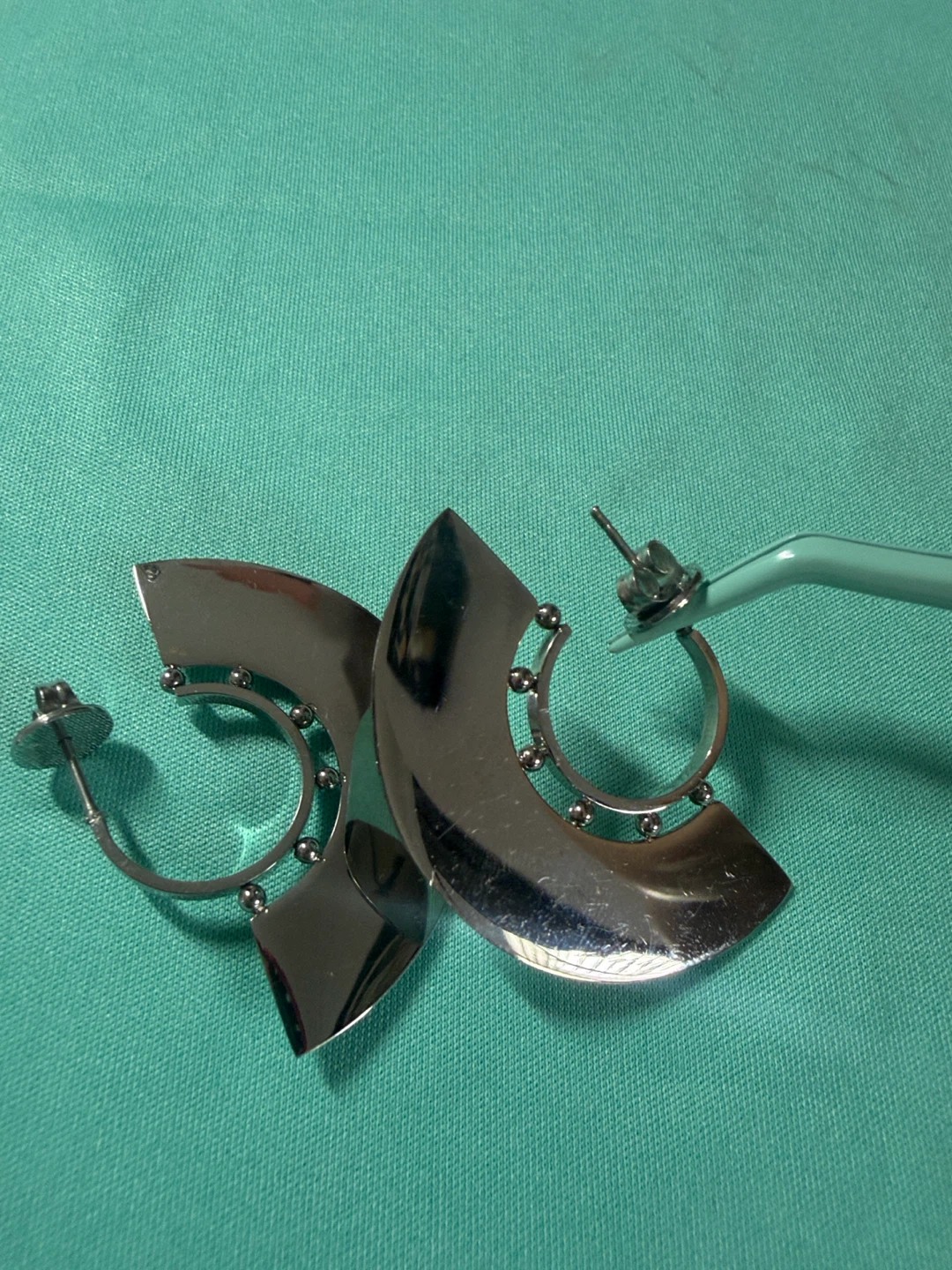 surgical steel Silver Tone Hoop Earrings - photo 4