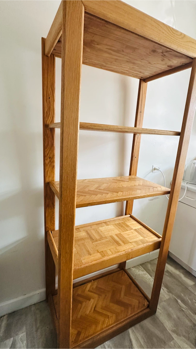 Wooden Shelf with Herringbone Detail