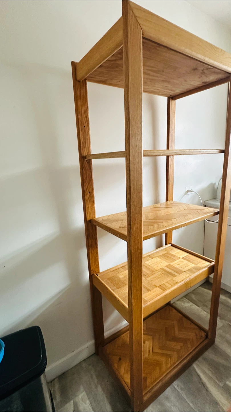 Wooden Shelf with Herringbone Detail - photo 2