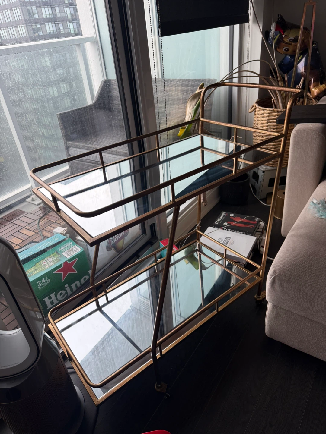 Structube MARINGA Gold Mirrored Bar Cart