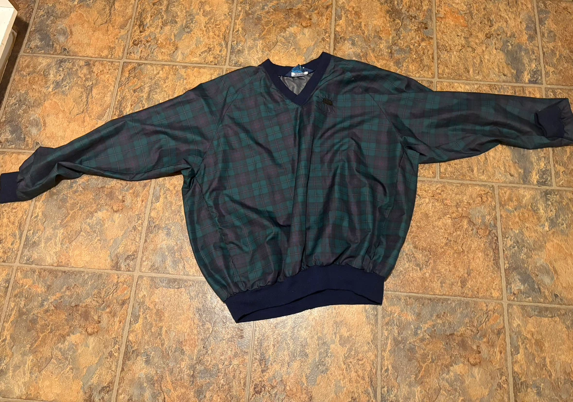 Vintage Plaid Pullover Windbreaker Jacket