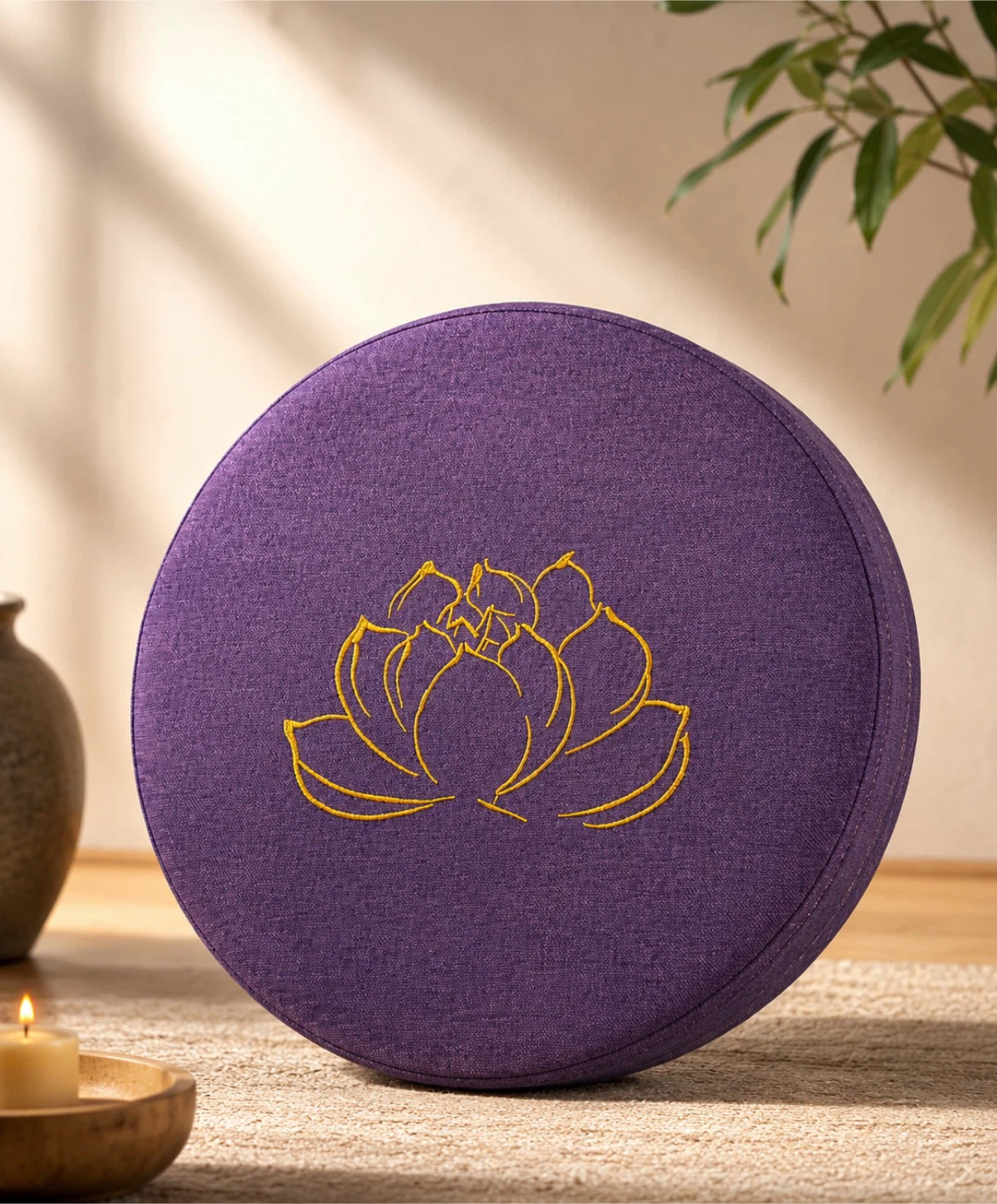 Purple lotus meditation floor cushion