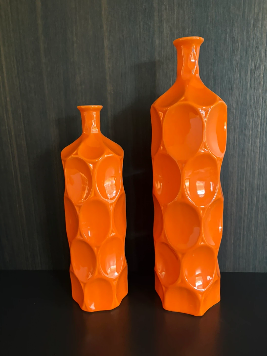 Orange ceramic retro decorative vases