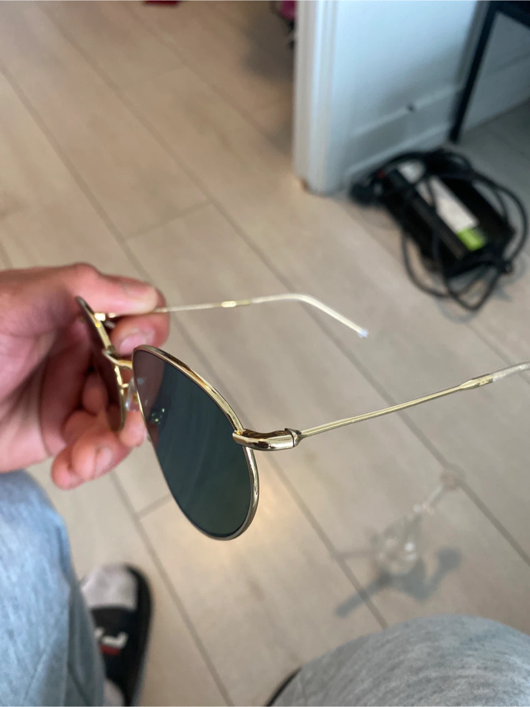 Ray-Ban Oval Sunglasses Gold Frame Green Lens - photo 2