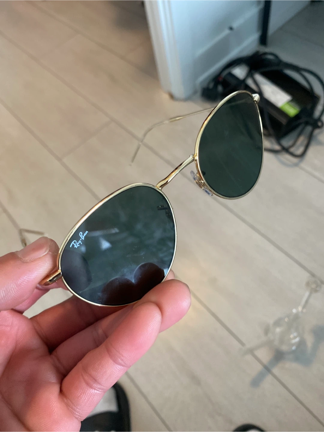 Ray-Ban Oval Sunglasses Gold Frame Green Lens - photo 3