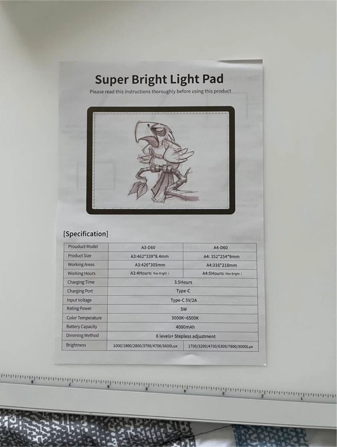 LED Bright Pad A3-D60 Tracer Light Box - photo 4