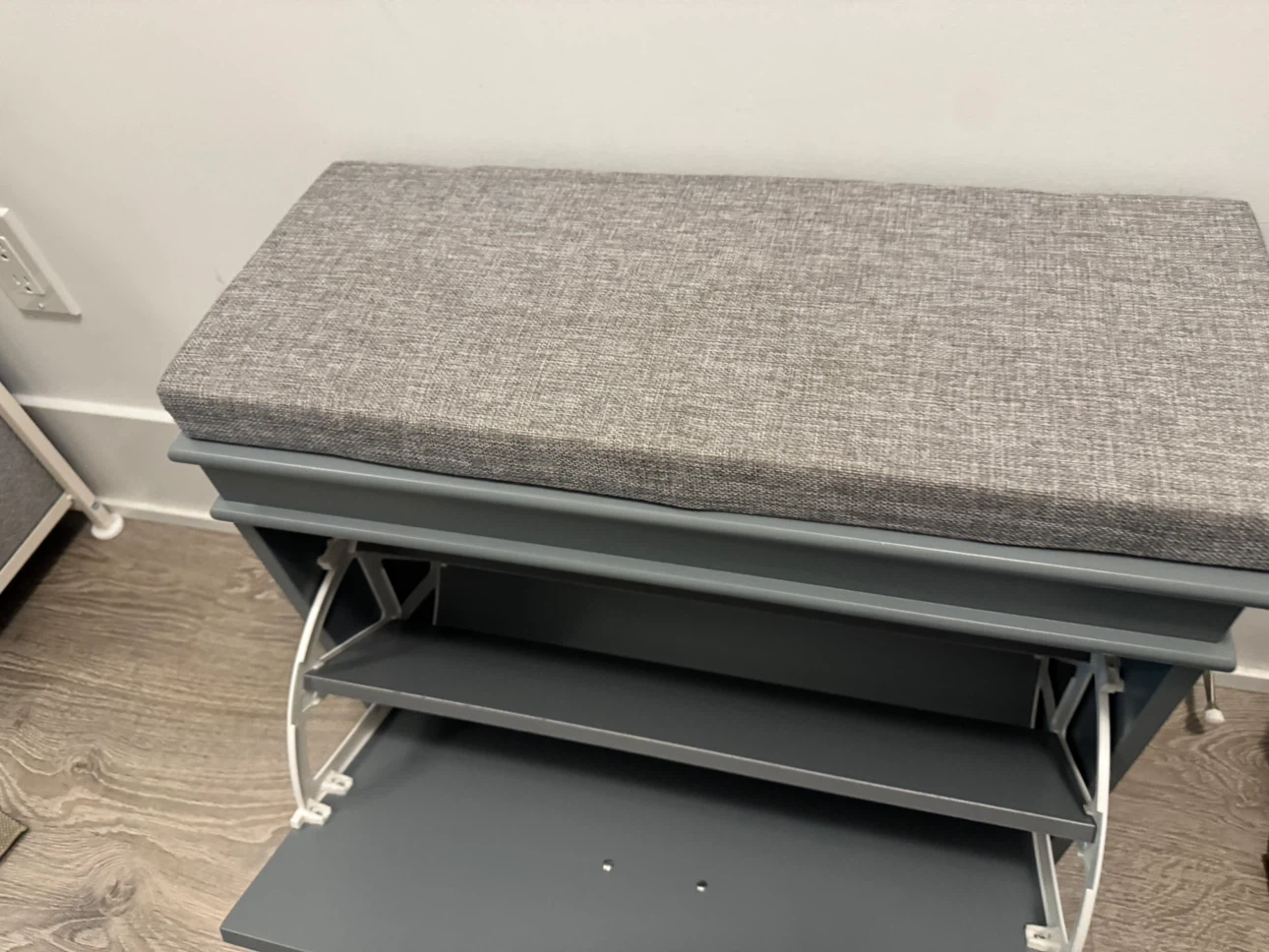 Grey Shoe Cabinet with Padded Seat - photo 3