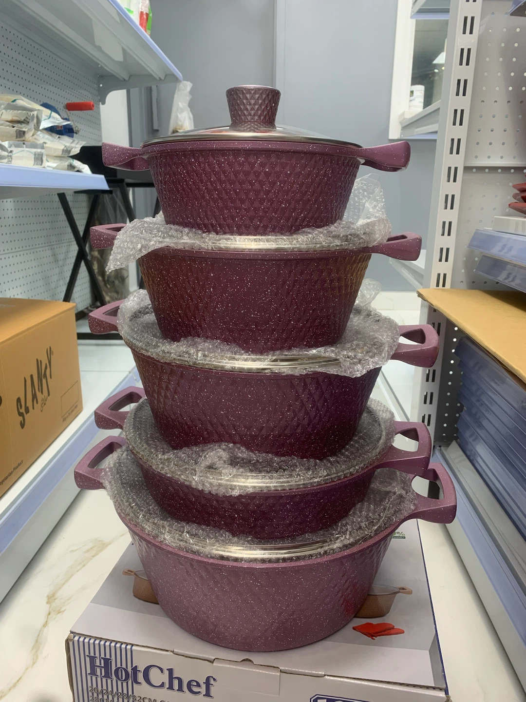 HotChef 12pc Granite Coating Cookware Set Purple