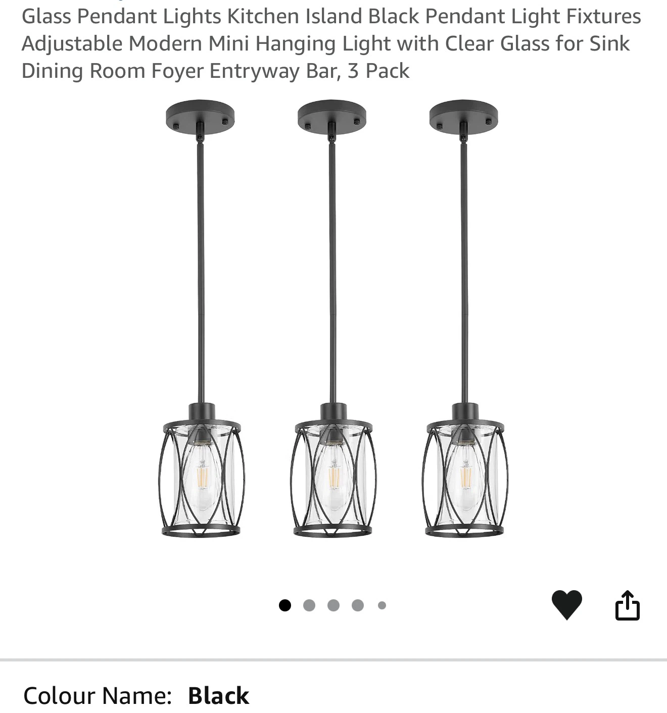 Black Mini Glass Pendant Lights - Set of 3 P3G