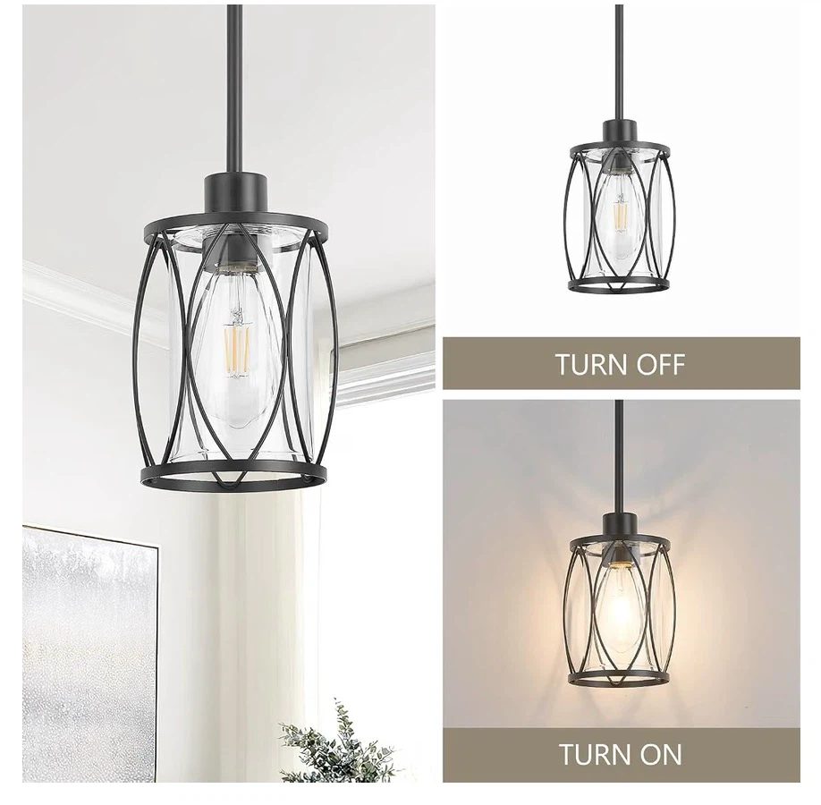 Black Mini Glass Pendant Lights - Set of 3 P3G - photo 5