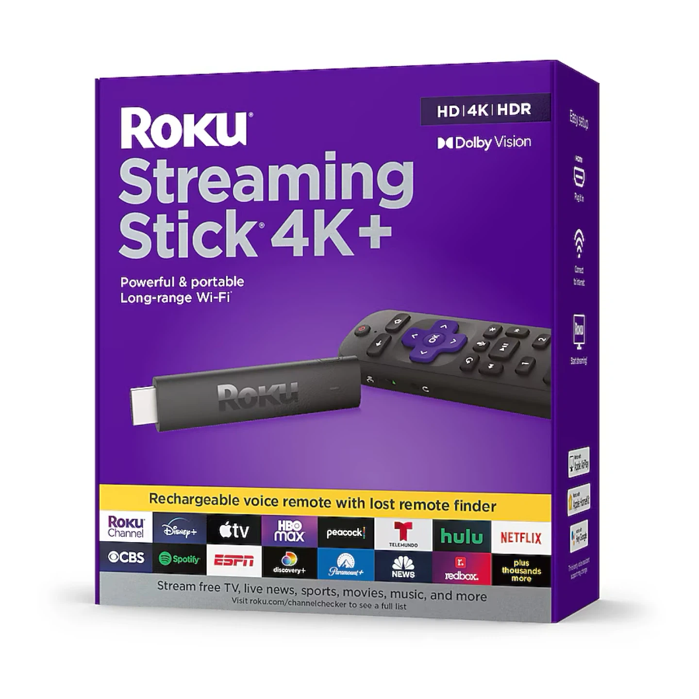 Roku Streaming Stick 4K+ with Rechargeable Remote