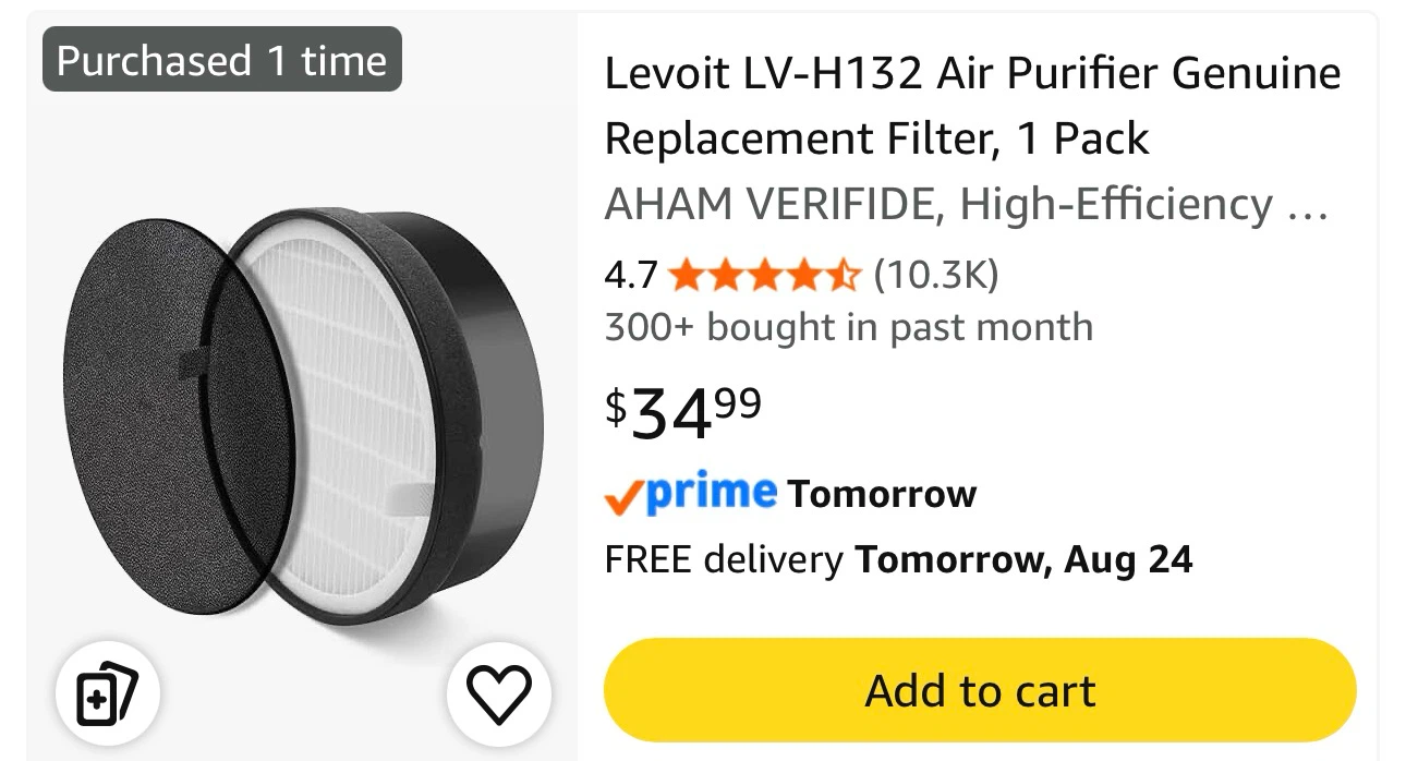 Levoit True HEPA Replacement Filters LV-H132-RF
