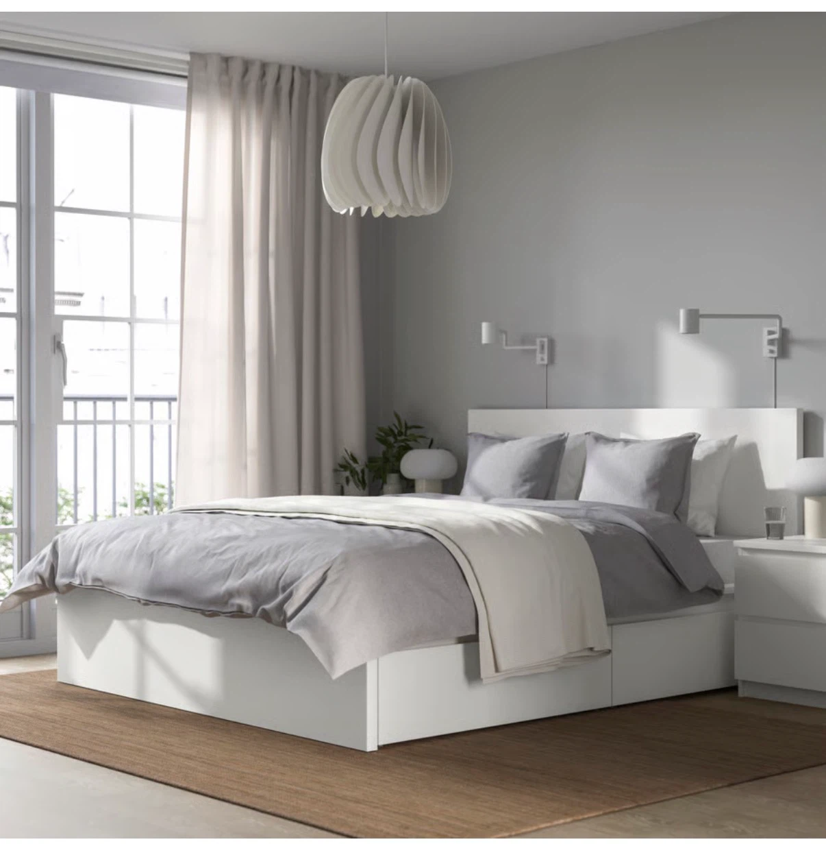 White Bed Frame with Storage Drawers
