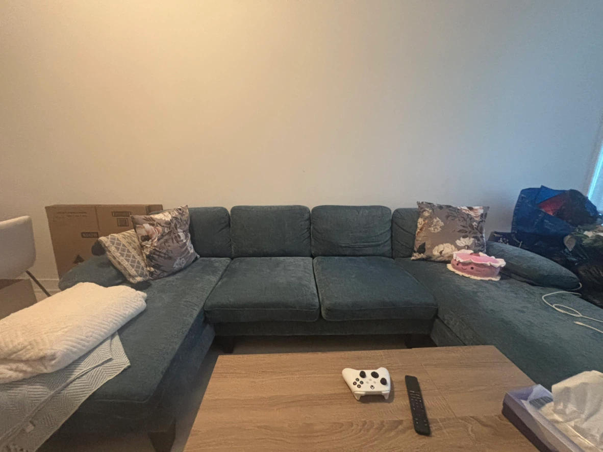 Moving sale Wayfair velvet couch u-shaped couch - photo 2