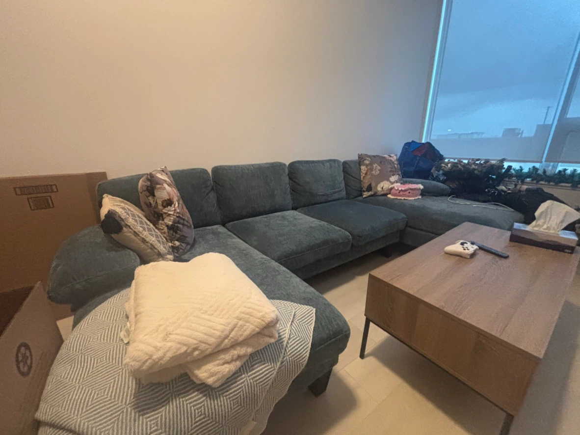 Moving sale Wayfair velvet couch u-shaped couch - photo 3