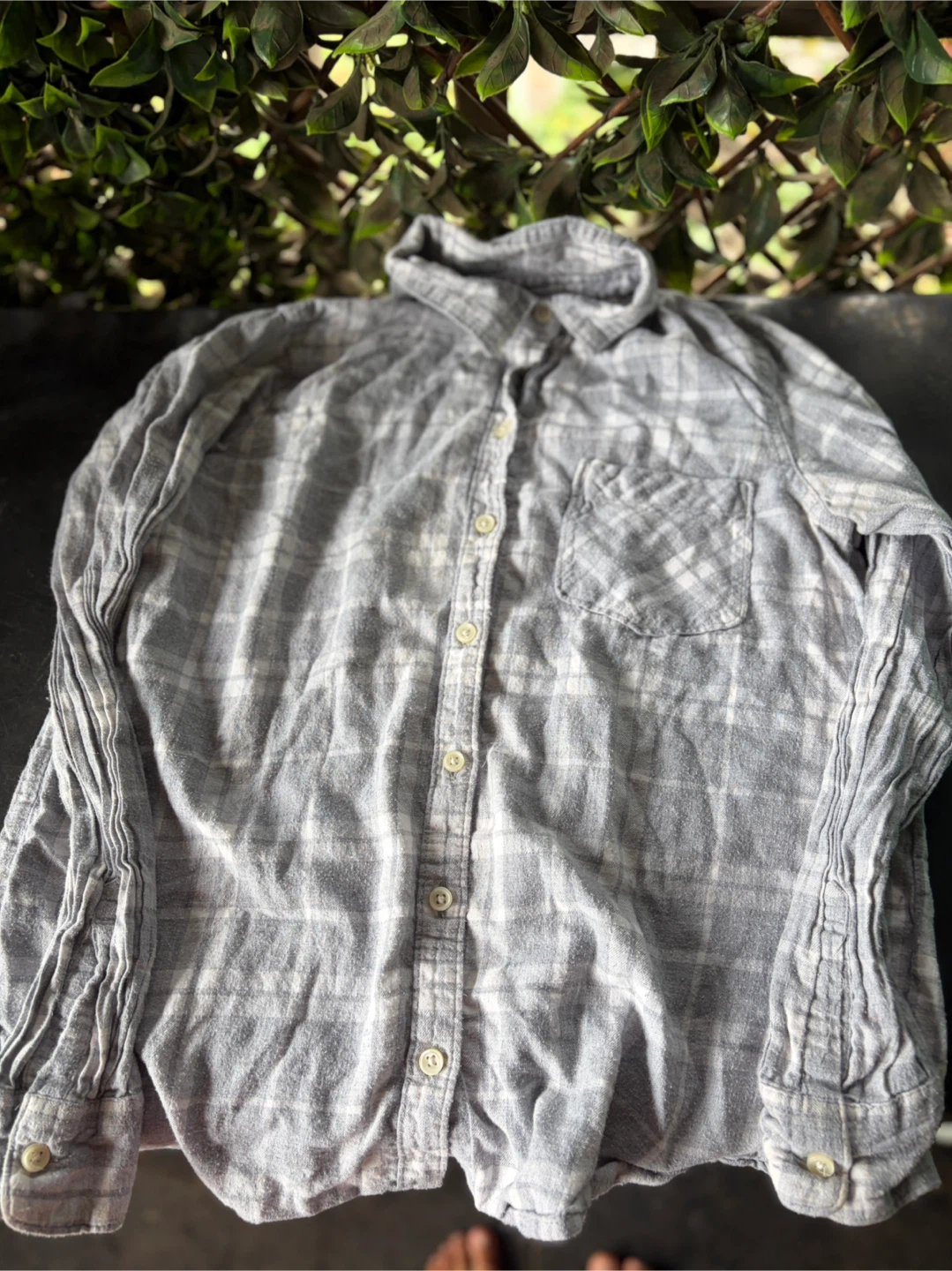 Grey Plaid Button-Up Shirt kids