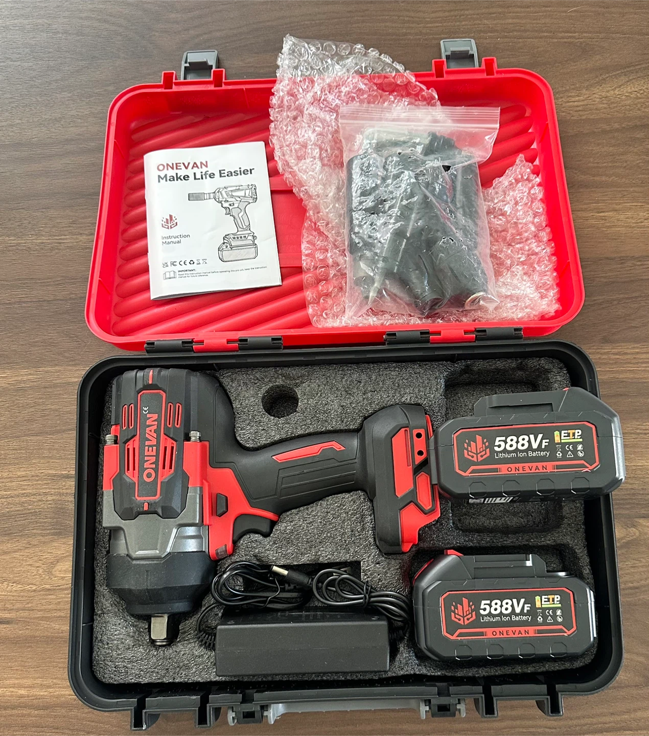 ONEVAN Cordless Impact Wrench Kit with 2 Batteries