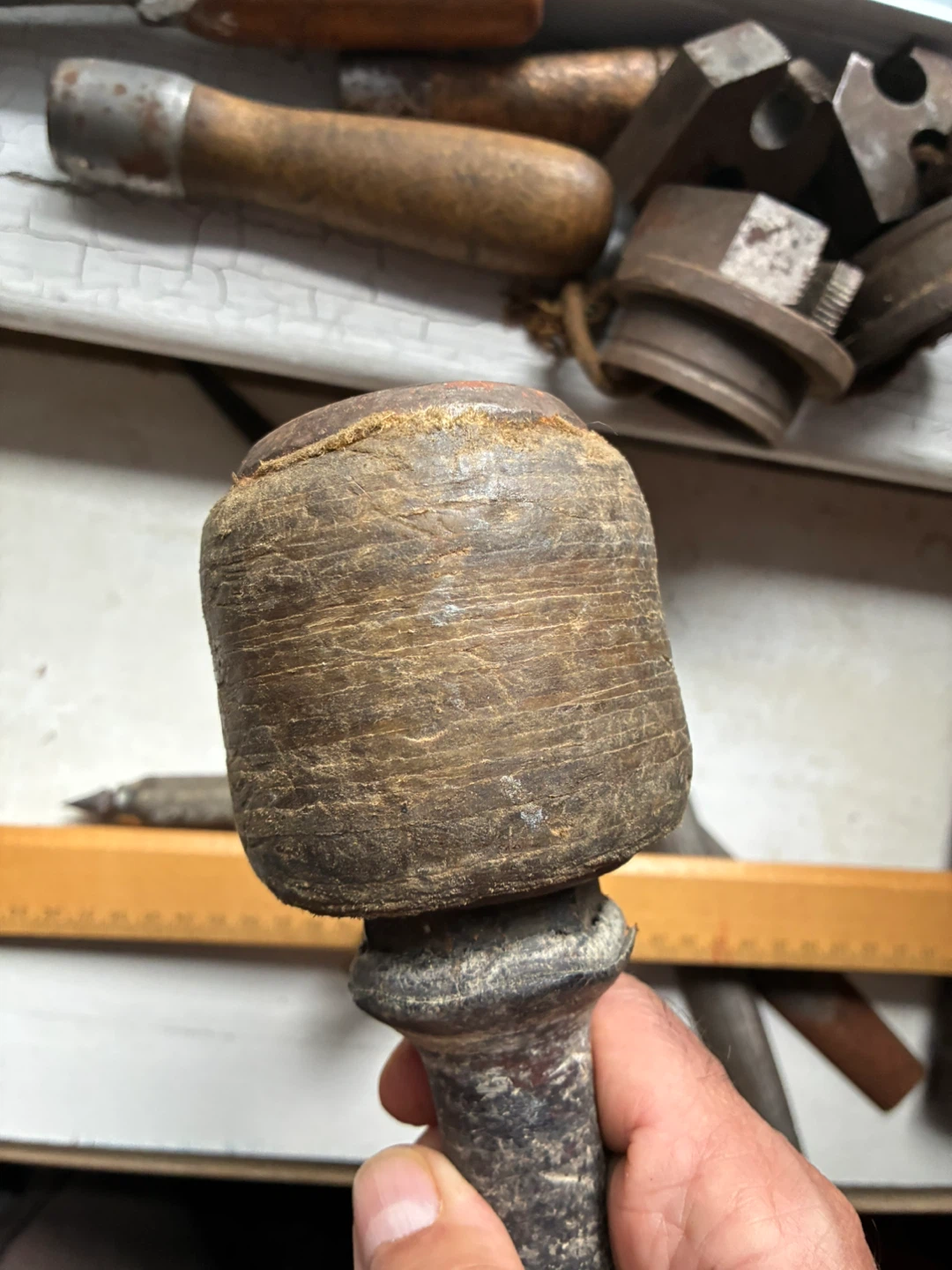 $45 maul Antique Vintage Tool Heavy Rawhide Mallet Metalworking - photo 2