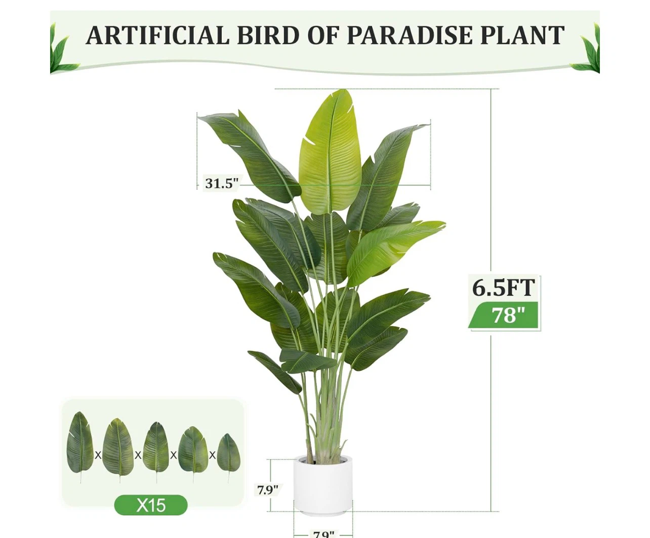Brand new. Artificial Bird of Paradise Plant - 6.5ft - photo 3