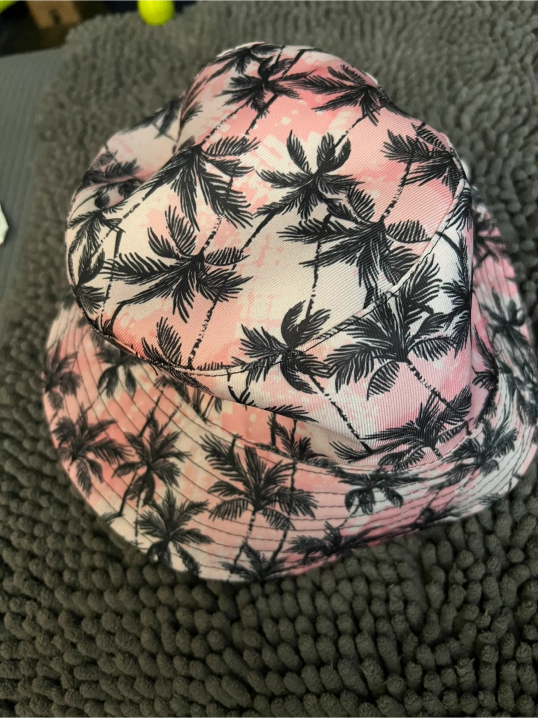 Pink Palm Tree Print Bucket Hat