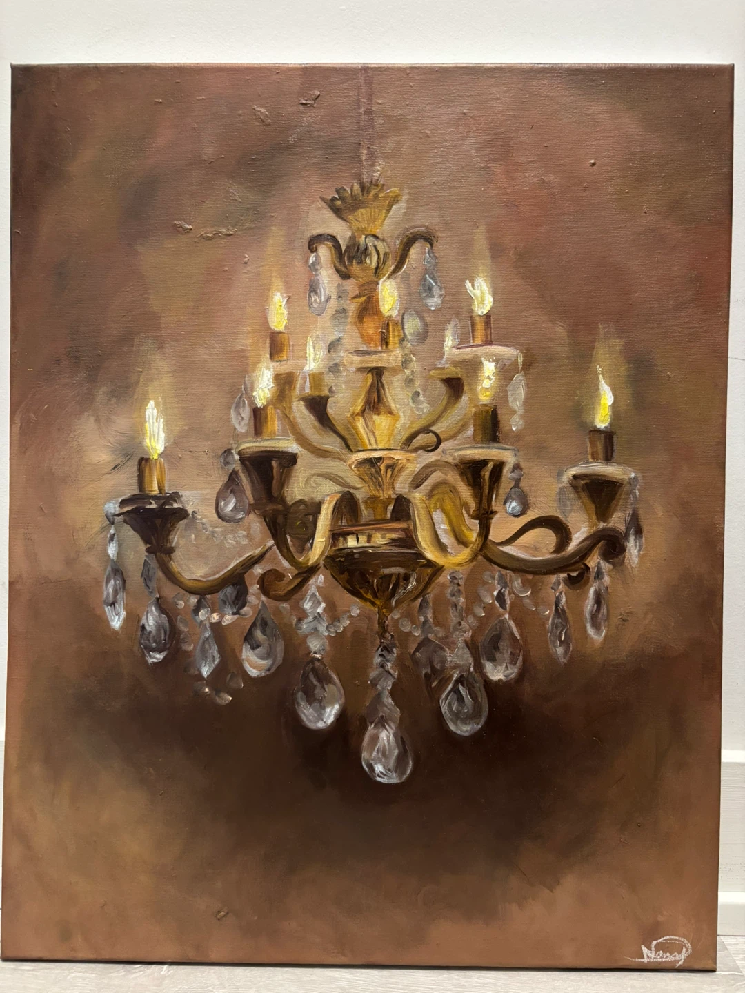 Fresh Oil Painting of a Chandelier/Candles/Crystals 🎨✨