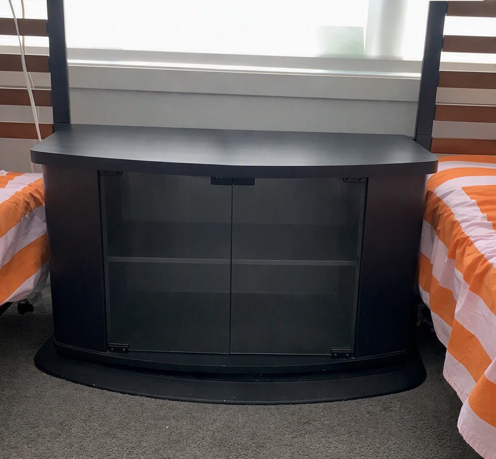 Black TV Stand with Glass Doors