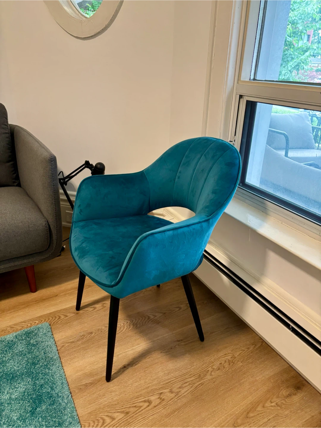 Teal Velvet Accent Chair - photo 3