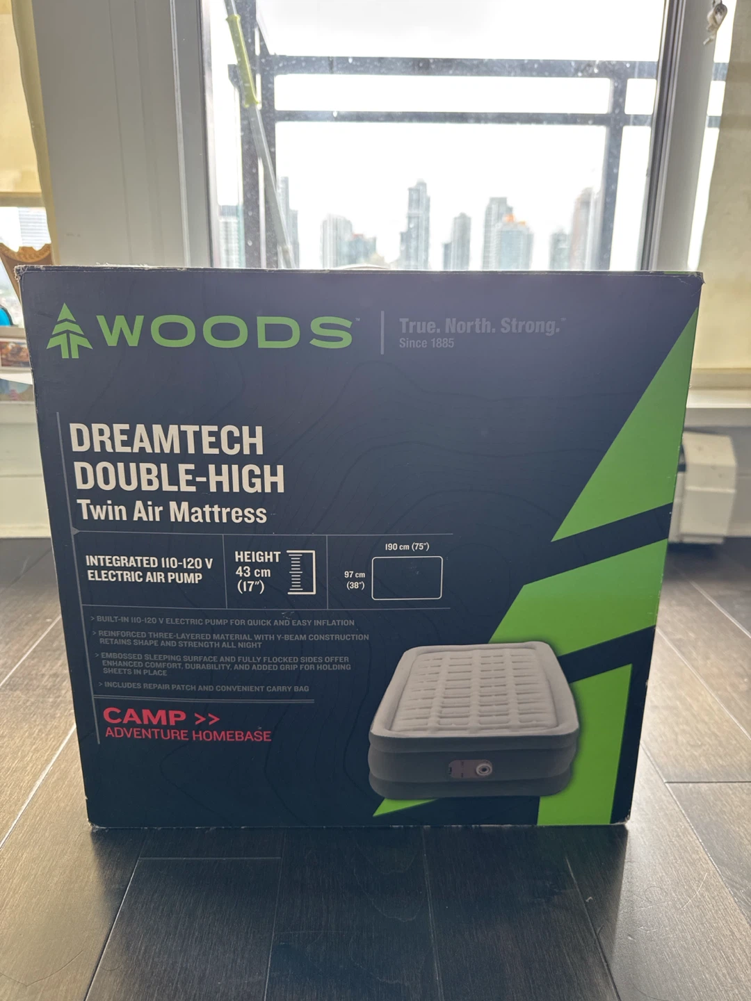 Wood Twin Air Mattress with built in air pump