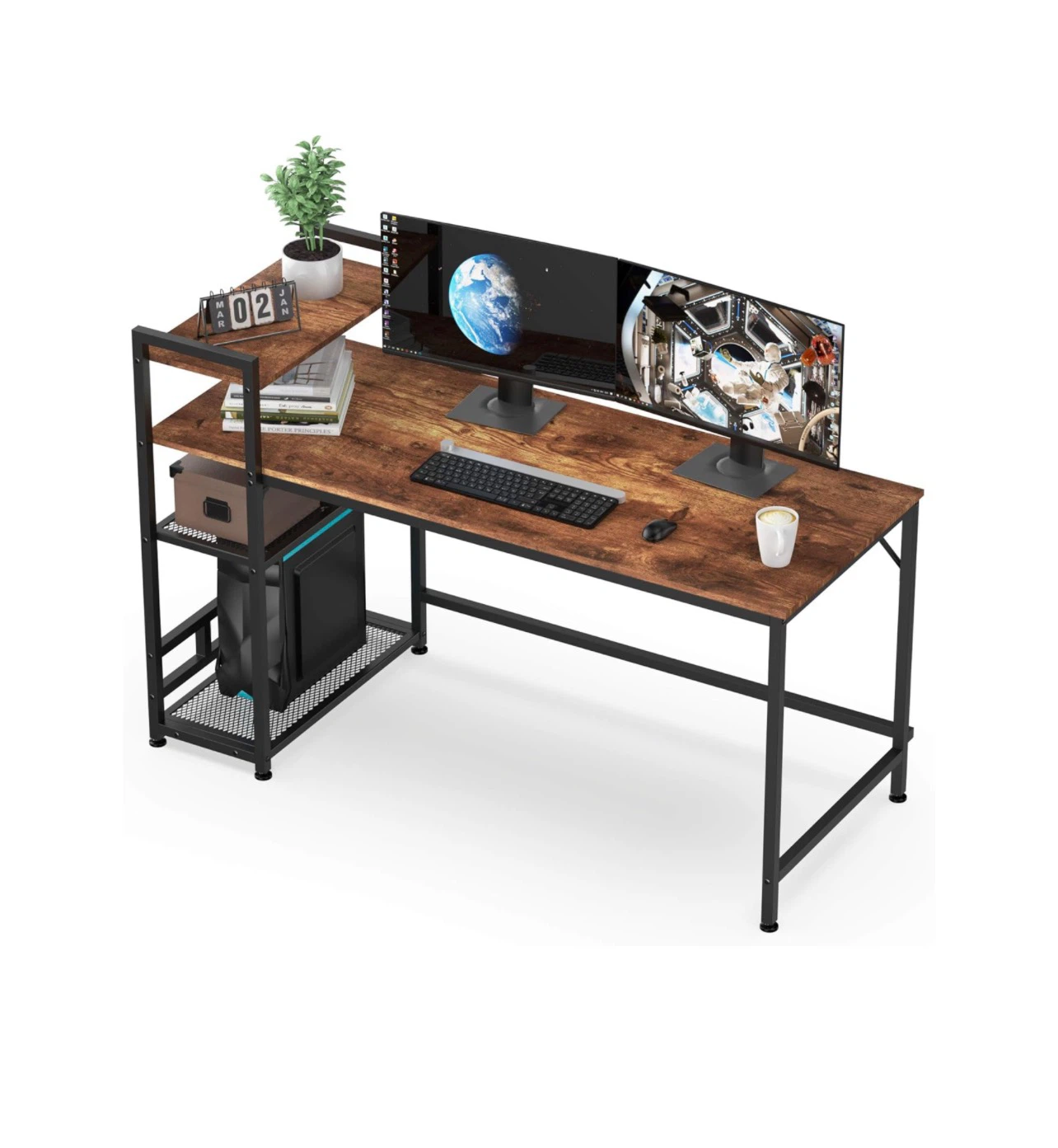 Brand new. Rustic Brown Computer Desk with Shelves