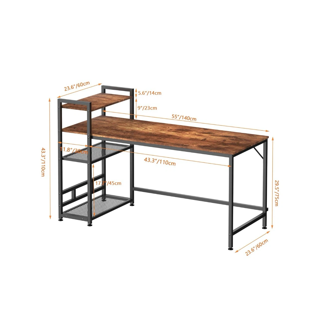 Brand new. Rustic Brown Computer Desk with Shelves - photo 3