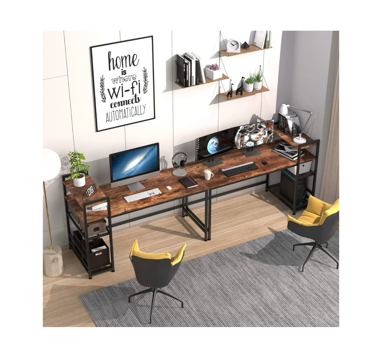 Brand new. Rustic Brown Computer Desk with Shelves - photo 4