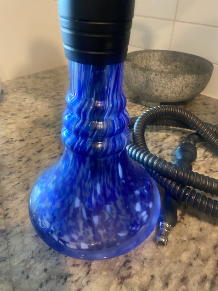 Blue Hookah with Clay Bowl and Hose - photo 3