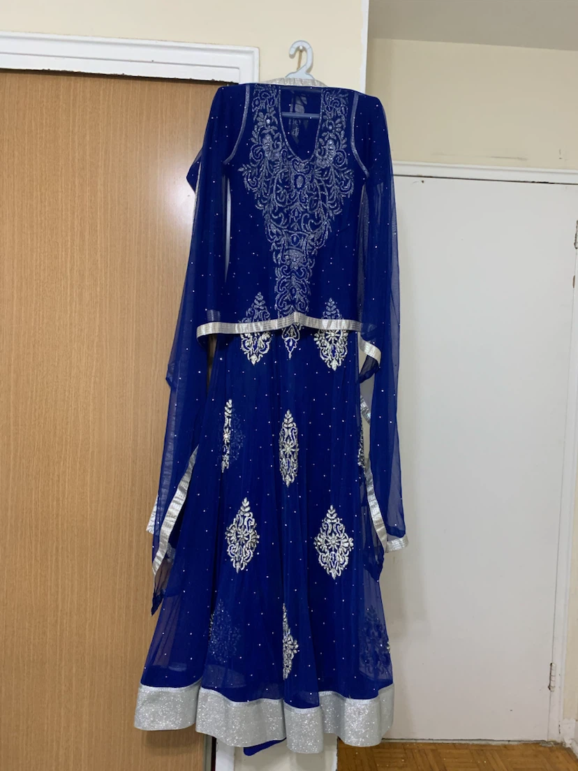 Blue Embroidered Anarkali Suit with Pants - photo 2