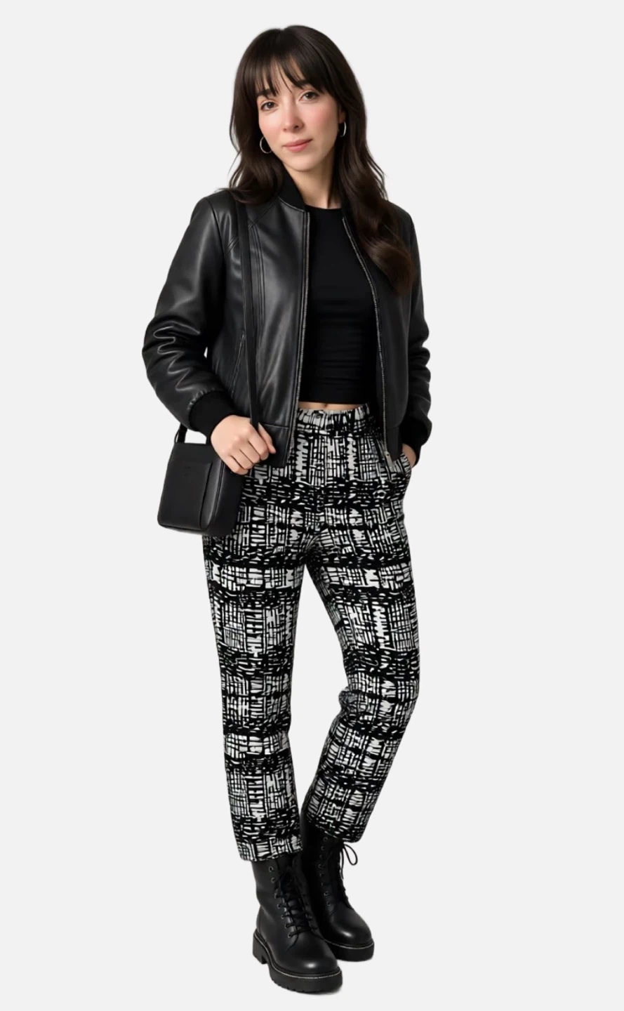 Black & White Printed High-Waisted Pants 🖤🤍