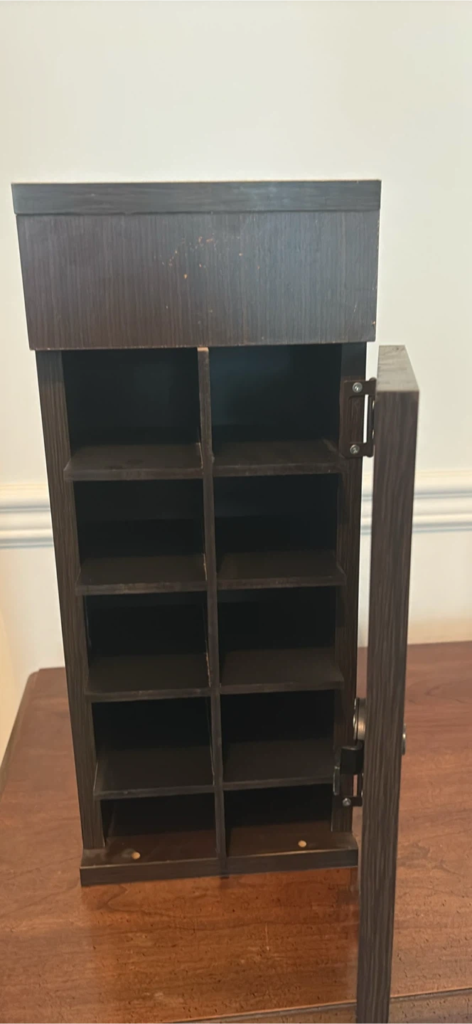 Vintage Wood & Silver Accent Display Cabinet