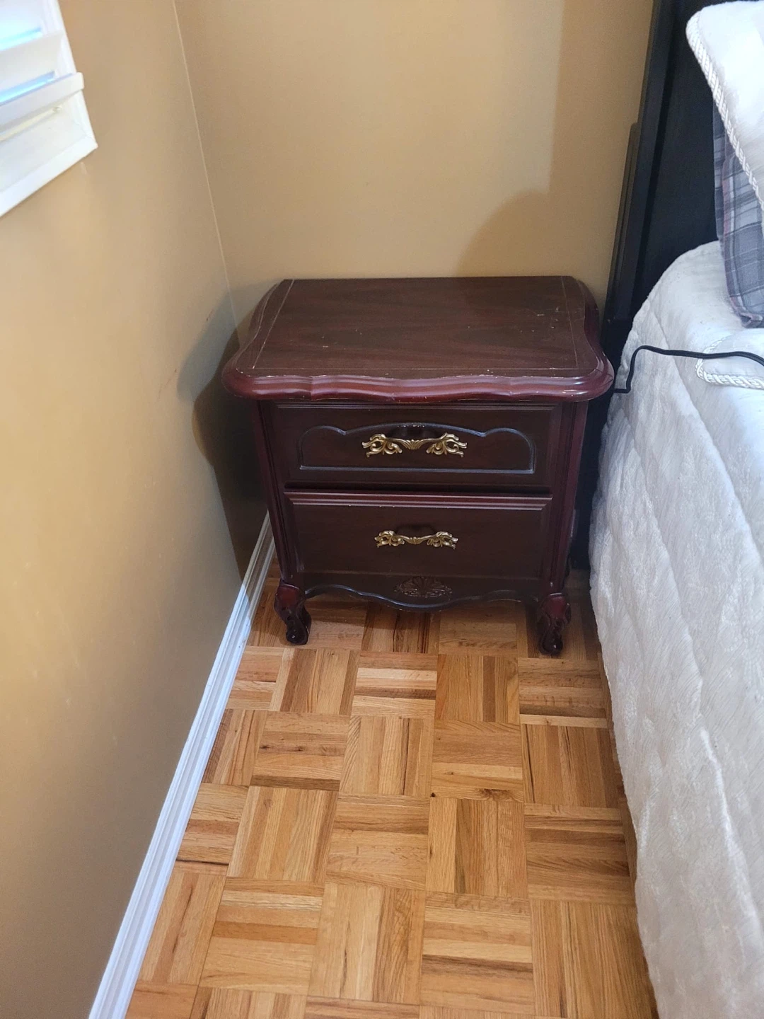 Dark Wood Nightstand with Two Drawers - photo 2