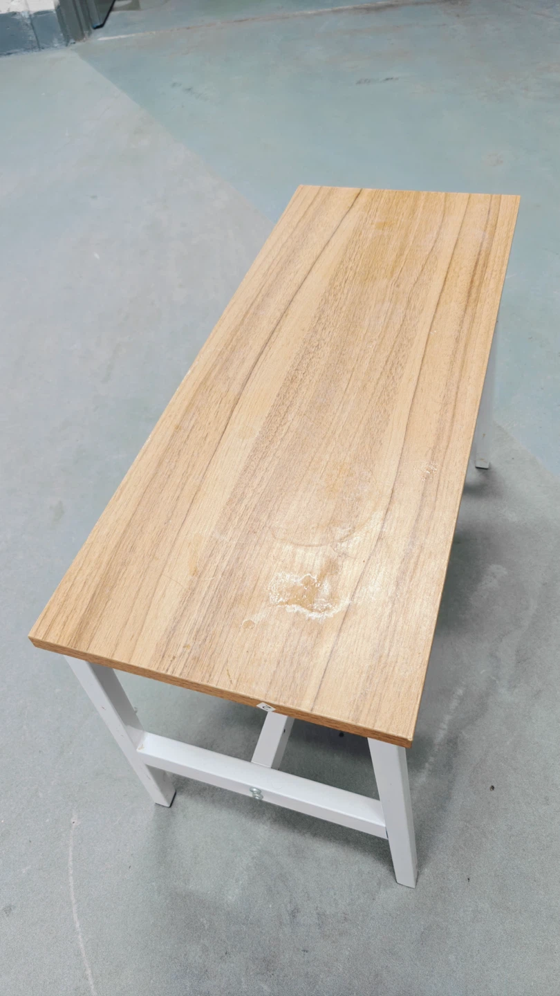 Pair of Wood and White Metal Benches - photo 3