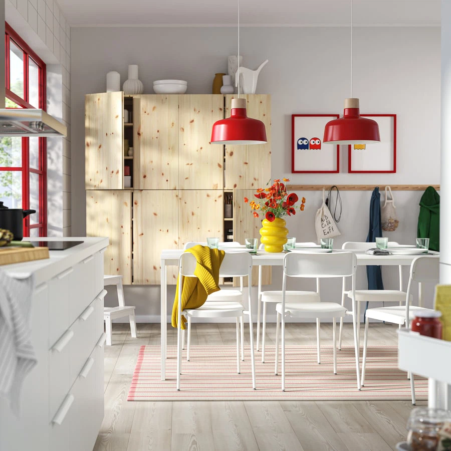 IKEA SANDSBERG white table + 4 black chairs - photo 2