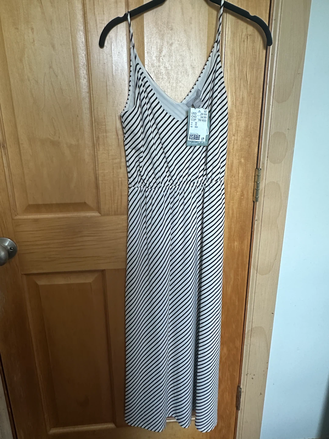 H&M Black & White Striped Maxi Dress, Size XS
